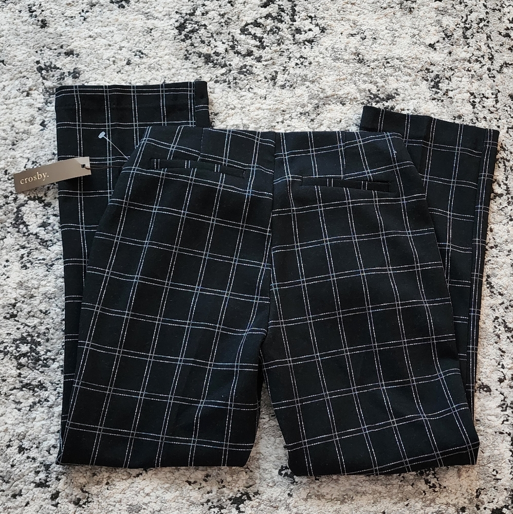 Crosby Plaid Pants Womens S NWT Black White Gothic Chic Academia